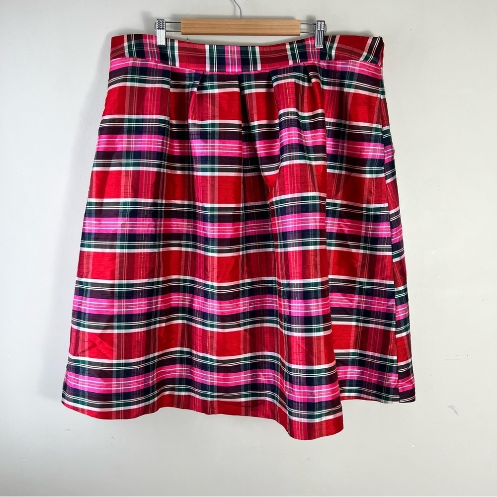 Crown & Ivy Skirt Size Plus 20W Plaid Holiday Pleated Midi Pocket Metallic NWOT